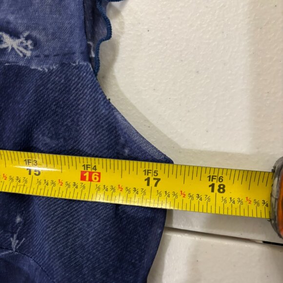 💙 AGB Asymmetrical Boho Blue V-Neck Shear Ruffle Dress Size 12 - Picture 13 of 15